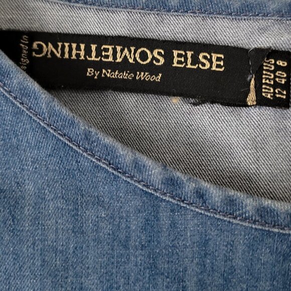 NWOT Something Else by Natalie Wood Chambray Cut Out Embroidery Flower Dress - Picture 5 of 7